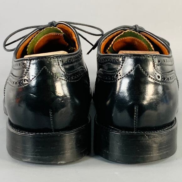 ALDEN Size 10 Black Perforated Cordovan Leather Wingtip Oxford Lace-Up Shoes - Picture 3 of 8